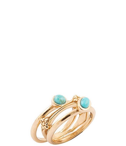 Barse Bronze and Turquoise Eden Stacked Ring