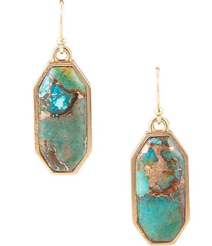 Barse Bronze and Turquoise Genuine Stone Matrix Drop Earrings