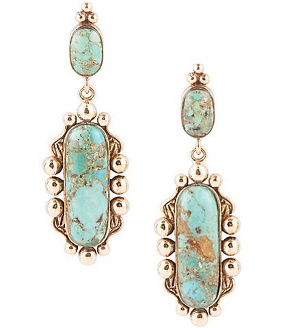 Barse Bronze and Turquoise Post Drop Earrings Stones
