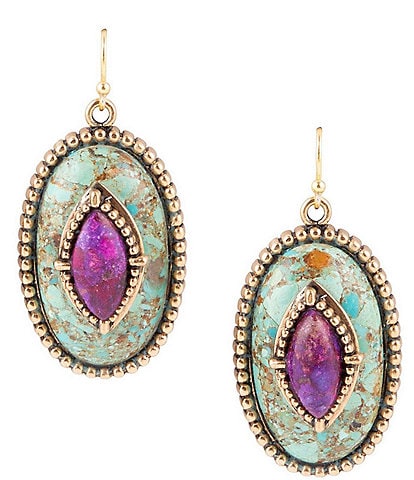Barse Bronze and Turquoise Statement Drop Earrings