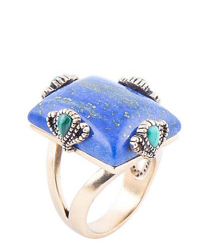 Barse Prismatic Blue Lapis and Malachite Golden Ring