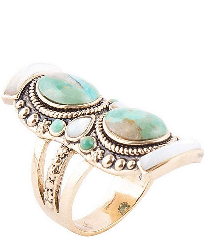 Barse Bronze Genuine Stone Turquoise & Mother-of-Pearl Statement Ring