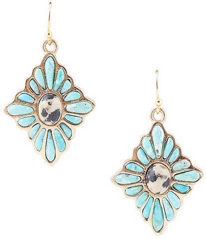 Barse Bronze, Genuine Turquoise and Dalmatian Jasper Drop Earrings