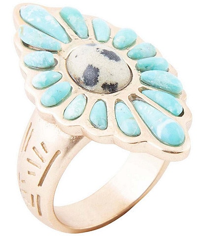 Barse Bronze, Genuine Turquoise and Dalmatian Jasper Statement Ring