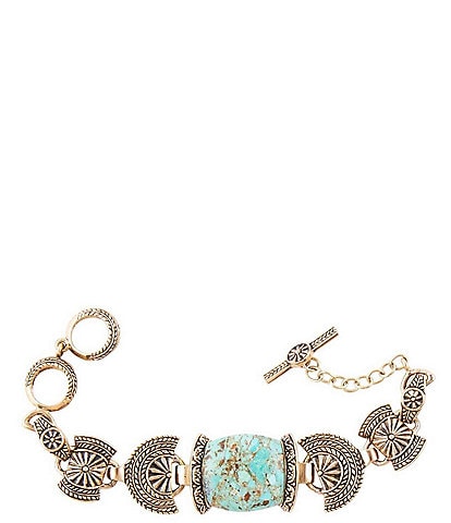 Barse Bronze Genuine Turquoise Line Bracelet