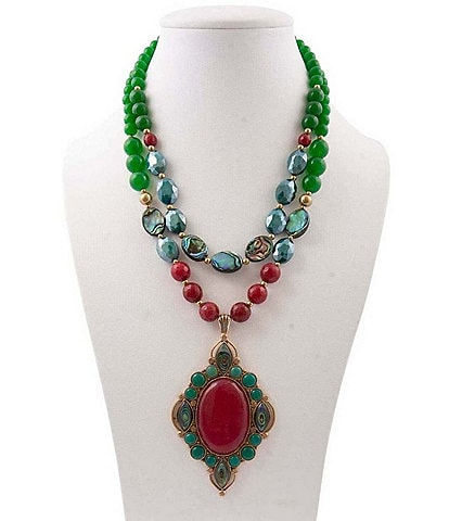Barse Inverness Genuine Stone Statement Layered Necklace
