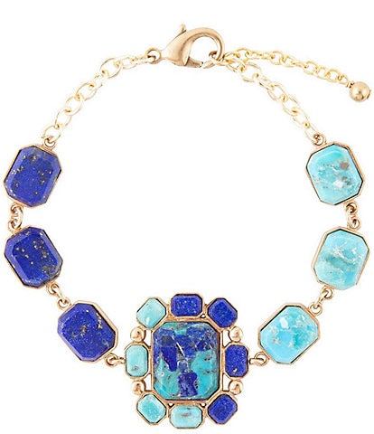 Barse Bronze, Lapis and Genuine Turquoise Line Bracelet
