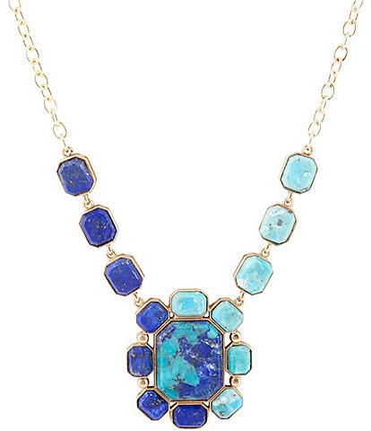Barse Bronze, Lapis and Genuine Turquoise Short Pendant Necklace