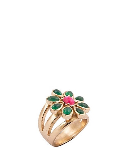 Barse Bloom Bronze Pink Magnesite And Green Onyx Statement Ring