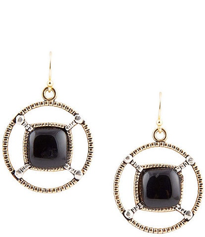 Barse Bronze, Sterling Silver and Onyx Orbital Drop Earrings