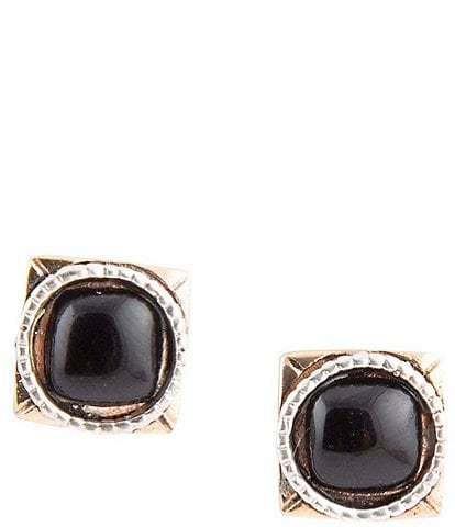 Barse Bronze, Sterling Silver and Onyx Stud Earrings