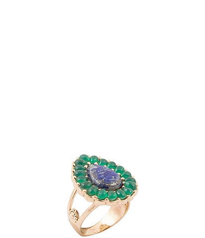 Barse Cobalt Canyon Golden, Lapis and Green Onyx Statement Ring