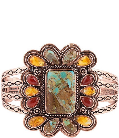 Barse Copper and Multi Stone Statement Cuff Bracelet