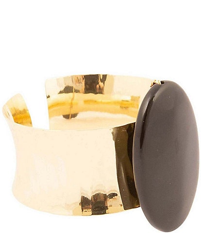Barse Dark Dalmation Onyx Cuff Bracelet