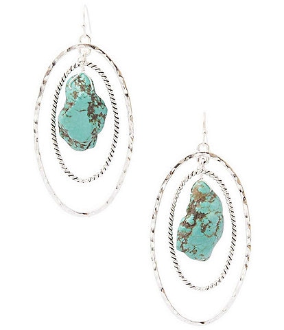 Barse Desert Halo Turquoise Magnesite Statement Drop Earrings