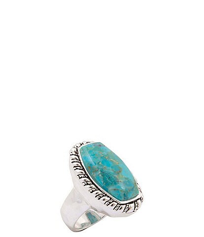 Barse Forged Sky Silver and Genuine Turquoise Statement Ring