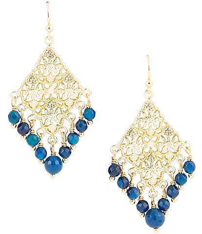 Barse Genuine Agate Chandelier Drop Earrings