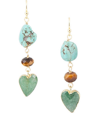 Barse Genuine Magnesite and Tiger's Eye Drop Earrings