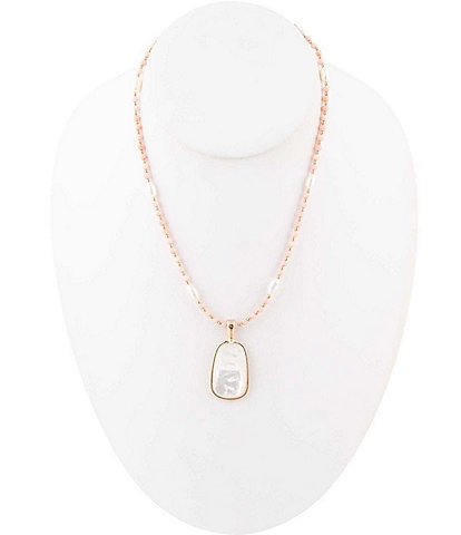 Barse Genuine Mother-of-Pearl and Coral Long Strand Necklace