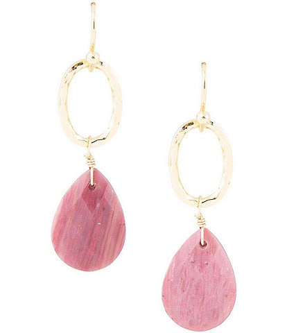 Barse Genuine Stone Teardrop Linear Earrings