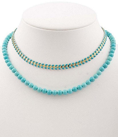 Barse Genuine Stone 2 Row Layered Short Multi-Strand Necklace