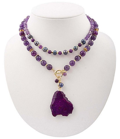 Barse Celestial Shores Genuine Stone Statement Necklace