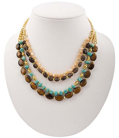 Barse Desert Canyon Genuine Stone Short Multi-Strand Necklace