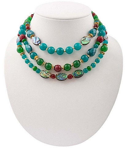 Barse Bejeweled Genuine Stone Layered Statement Necklace