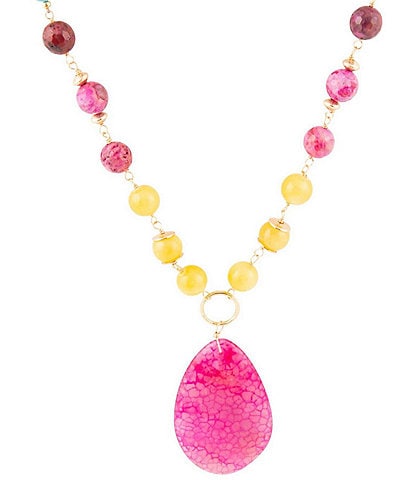 Barse Genuine Stone Pendant Necklace