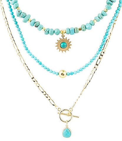 Barse Genuine Stone Short Multi-Strand Necklace