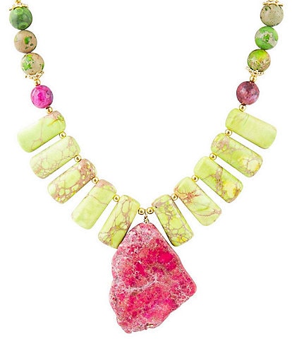 Barse Genuine Stone Slab Short Pendant Necklace