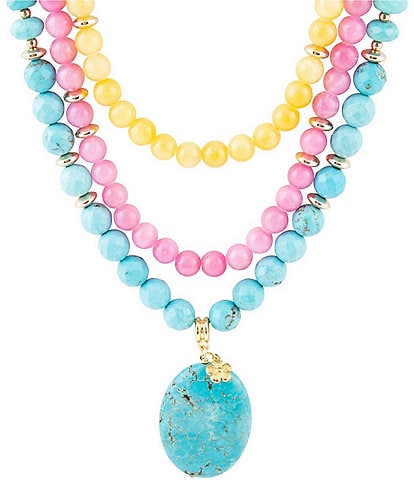 Barse Genuine Stone Statement Short Multi-Strand Necklace