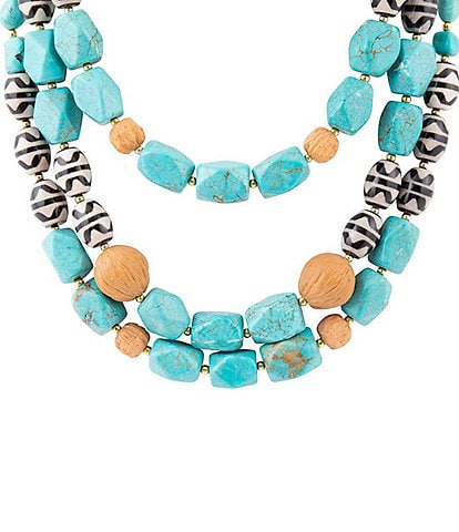 Barse Genuine Stone Statement Short Multi-Strand Necklace