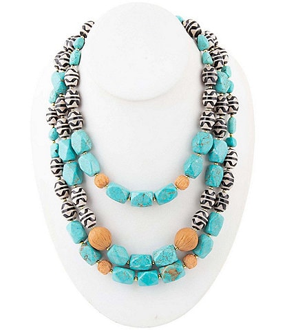 Barse Blue Magnesite Golden Strand Necklace