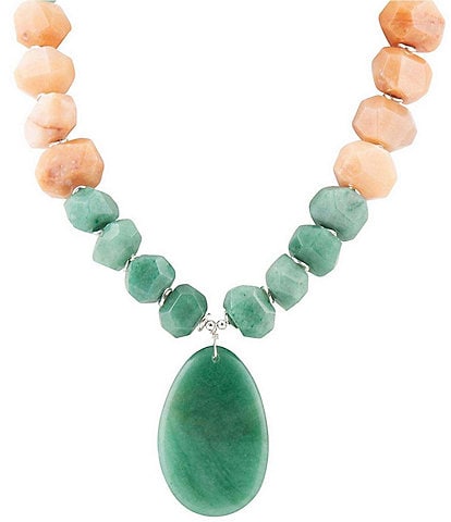 Barse Genuine Stone Statement Short Pendant Necklace
