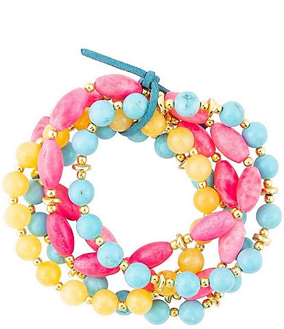 Barse Genuine Stone Stretch Bracelet Set
