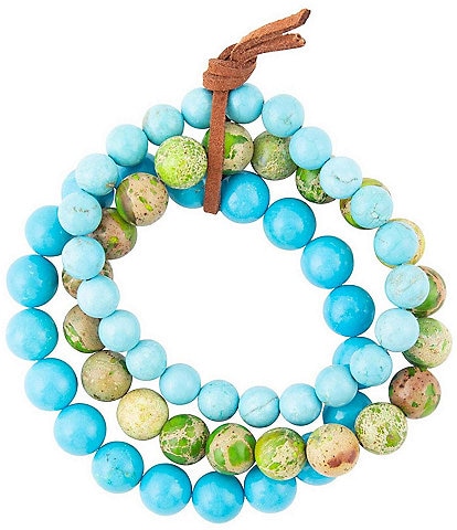 Barse Genuine Stone Stretch Bracelet Set