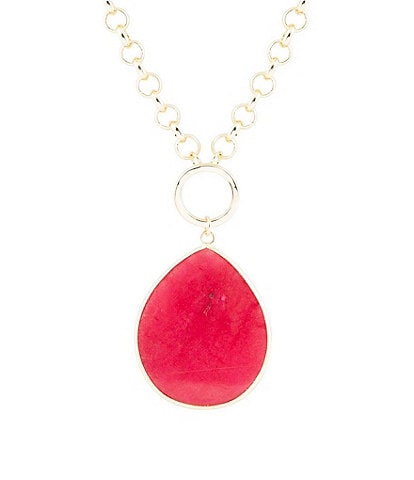 Barse Genuine Stone Teardrop Short Pendant Necklace