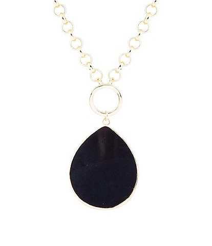 Barse Genuine Stone Teardrop Short Pendant Necklace