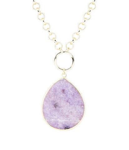 Barse Genuine Stone Teardrop Short Pendant Necklace