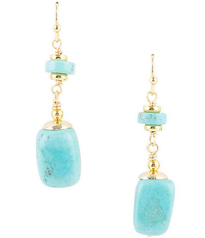 Barse Genuine Stone Turquoise Magnesite Drop Earrings