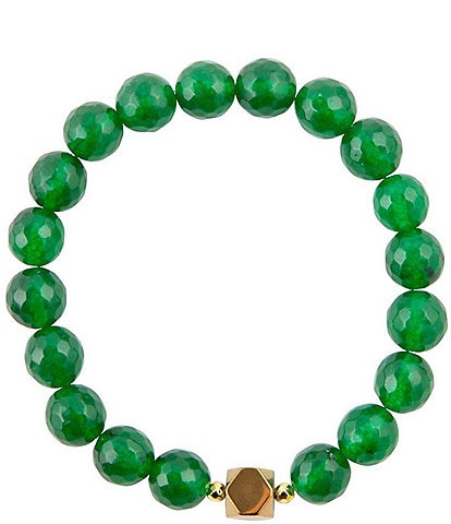 Barse Green Agate Genuine Stone Stretch Bracelet