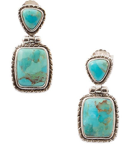 Barse High Desert Silver and Genuine Turquoise Drop Earrings