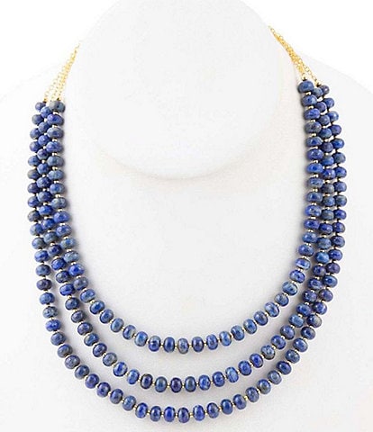 Barse Lapis Beaded Short Multi Strand Necklace