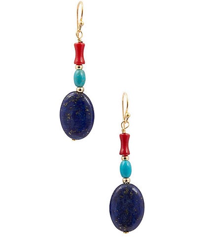 Barse Liberty Genuine Stone Linear Earrings