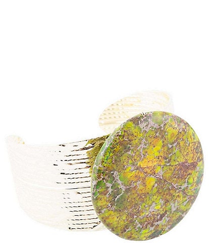 Barse Lime Jasper Slab Statement Cuff Bracelet