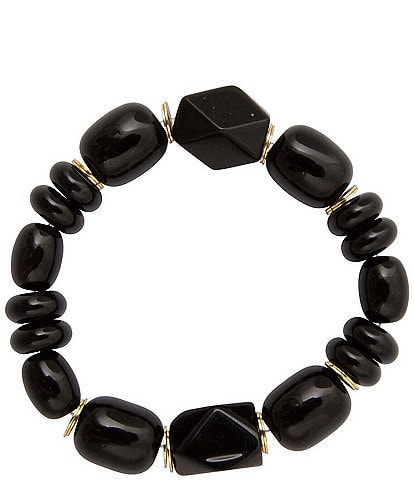 Barse Midnight Luxe Golden and Onyx Beaded Stretch Bracelet