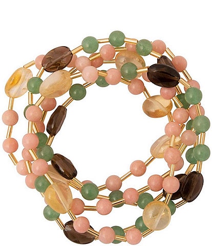 Barse Misty Meadow Genuine Stone Stretch Bracelet Set