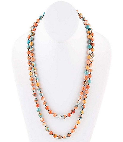 Barse Immeasurable Orange and Blue Ocean Jade Beaded Necklace