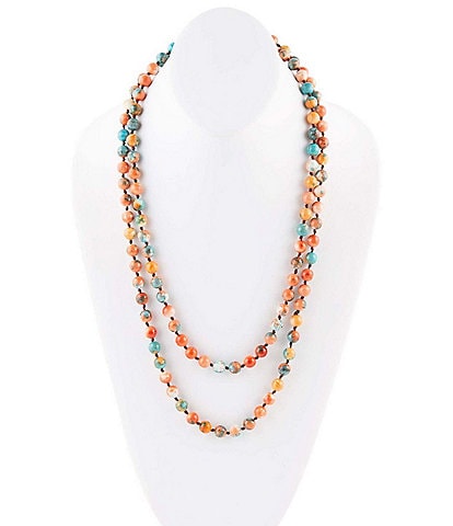 Barse Immeasurable Orange and Blue Ocean Jade Beaded Necklace
